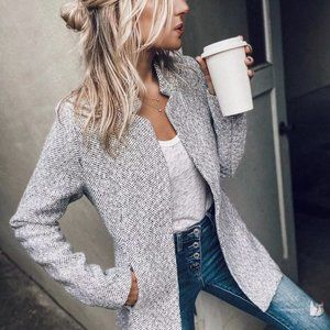 VICI POCKETED COAT - HEATHER GREY